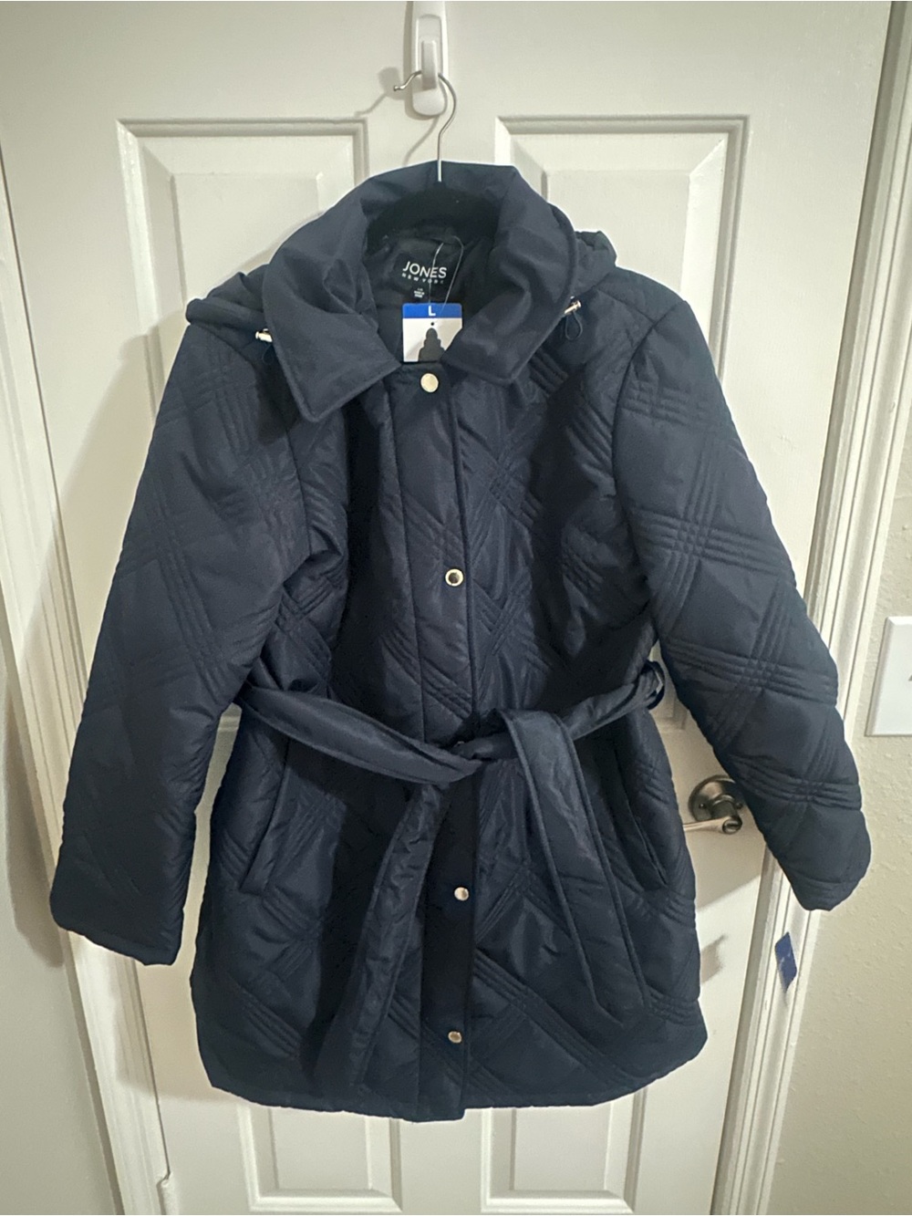 Jones New York Navy Hooded Puffer Coat